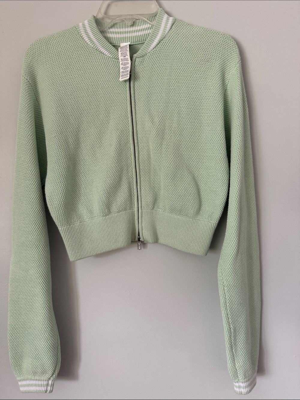 ALO Yoga Mint Green Cropped Zip Tennis Club Sweatshirt